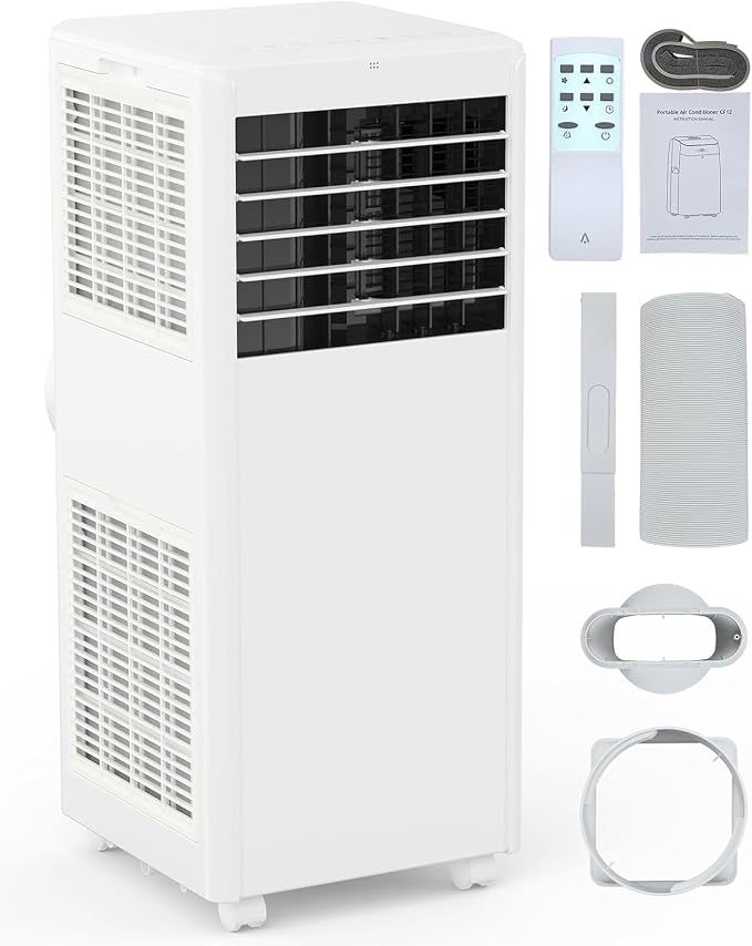 Portable Air Conditioner 8000 BTU for Rooms Up to 350 Sq.Ft, 4-in-1 AC with Cooling Dehumidifier Fan Sleep Mode, Remote