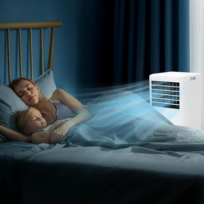 Portable Air Conditioner 8000 BTU for Rooms Up to 350 Sq.Ft, 4-in-1 AC with Cooling Dehumidifier Fan Sleep Mode, Remote