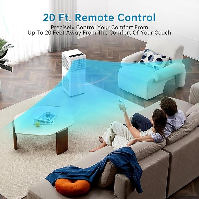 Portable Air Conditioner, 8000 BTU Portable AC Unit with Remote, 4-in-1 Air Conditioner Portable for Bedroom Office, Quiet