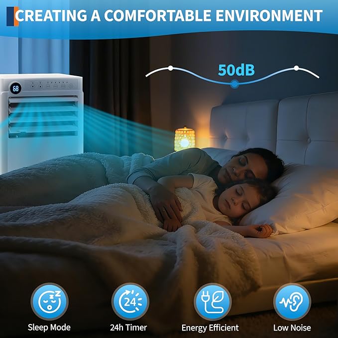 Portable Air Conditioner, 8000 BTU Small Portable AC Unit for Rooms to 350 Sq. Ft. with Cooling, Dehumidifier & Fan Modes