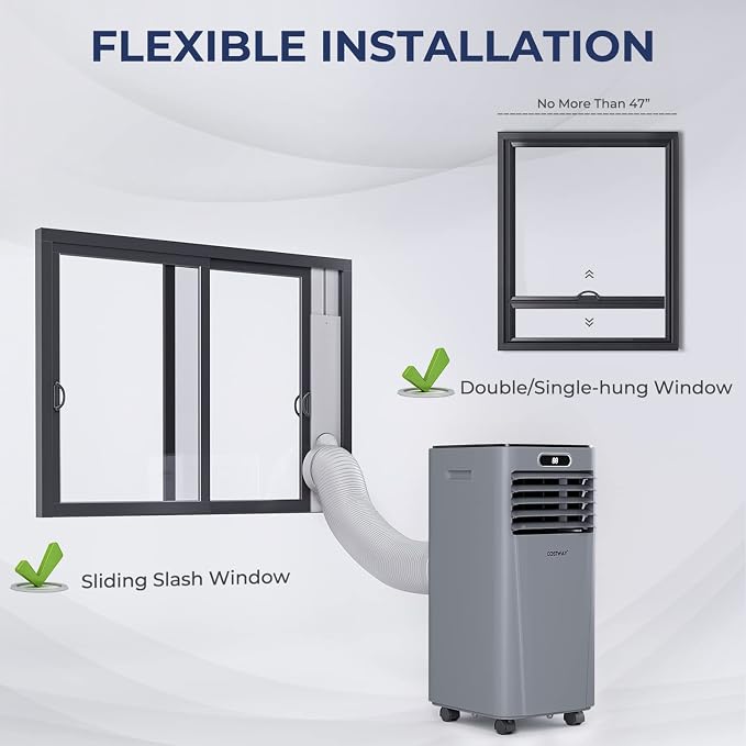 Portable Air Conditioner, 8000BTU AC Unit with Drying, Fan, Sleep Mode, 24H Timer, Remote Control, Cools Room up to 230 Sq.