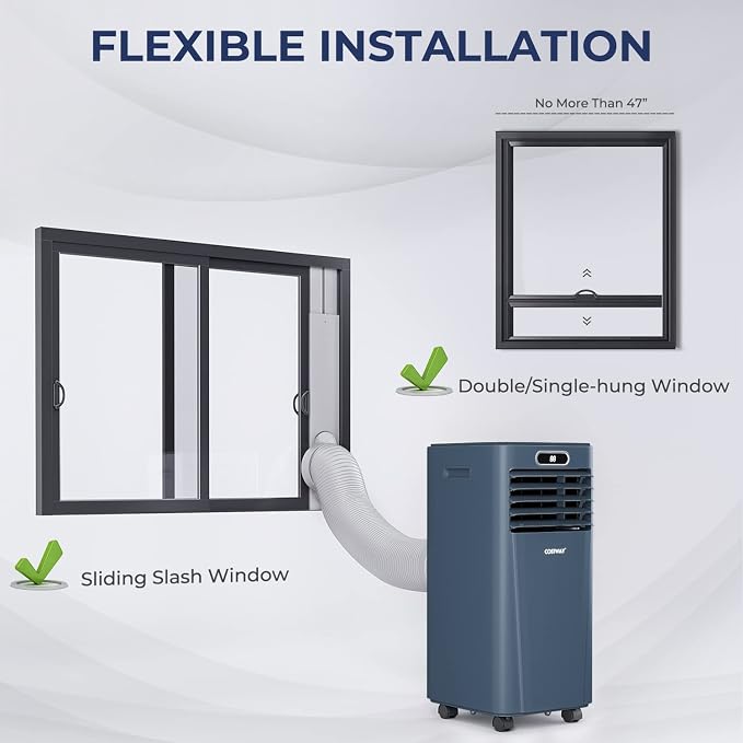 Portable Air Conditioner, 8000BTU Air Cooler with Drying, Fan, Sleep Mode, 2 Speeds, 24H Timer Function, Remote Control