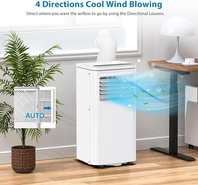 Portable Air Conditioner, Air Conditioners 10,000 BTU 3-IN-1 Quiet AC Unit with Dehumidifier, Fan, Auto Modes, Standing AC