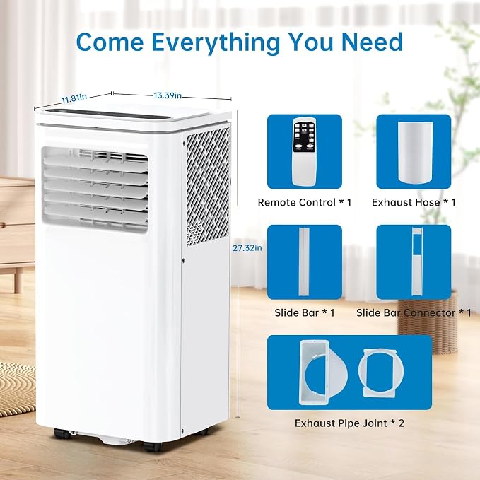 Portable Air Conditioner, Air Conditioners 10,000 BTU 3-IN-1 Quiet AC Unit with Dehumidifier, Fan, Auto Modes, Standing AC