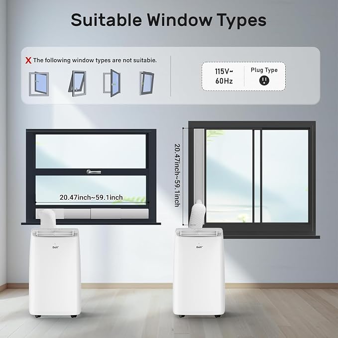 Portable Air Conditioner, Dual Motors AC (14,000 BTU ASHRAE) 10000 BTU SACC Cools Up to 450 Sq.Ft, with Window Kit for Easy