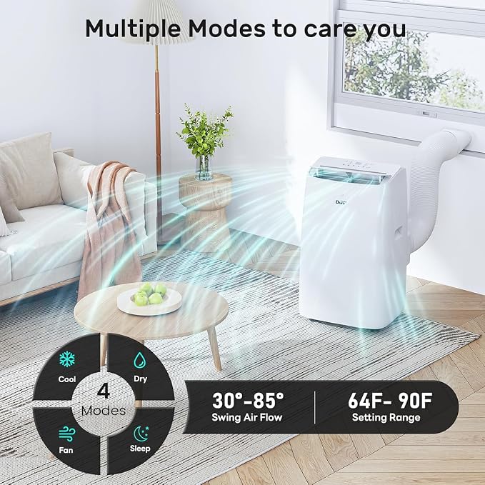 Portable Air Conditioner, Dual Motors AC (14,000 BTU ASHRAE) 10000 BTU SACC Cools Up to 450 Sq.Ft, with Window Kit for Easy