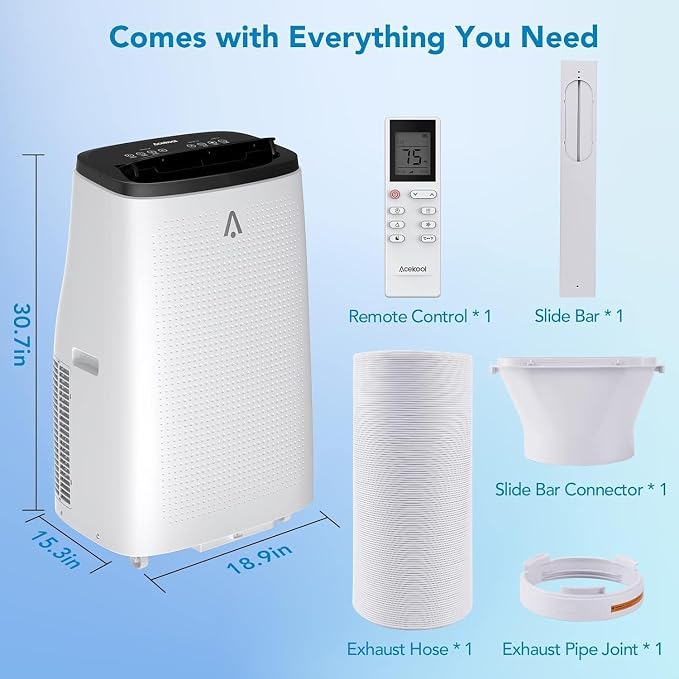 Portable Air Conditioner, Energy Efficient 14000 BTU AC, Window Kit & 24H Timer, Dehumidifier & Fan Modes, alternate product