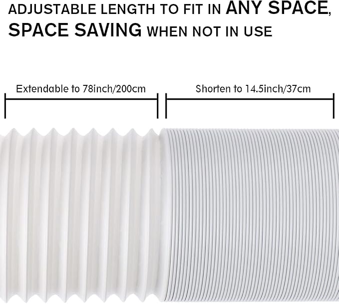 Portable Air Conditioner Exhaust Hose. AC Vent Hose with 5.9"/15CM Diameter, Anti-Clockwise Thread & Length up to 78.7"