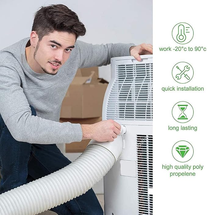 Portable Air Conditioner Exhaust Hose. AC Vent Hose with 5.9"/15CM Diameter, Anti-Clockwise Thread & Length up to 78.7"