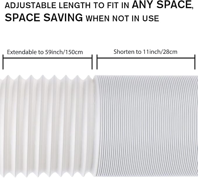 Portable Air Conditioner Exhaust Hose. AC Vent Hose with 5.9"/15CM Diameter, Anti-Clockwise Thread & Length up to 59"