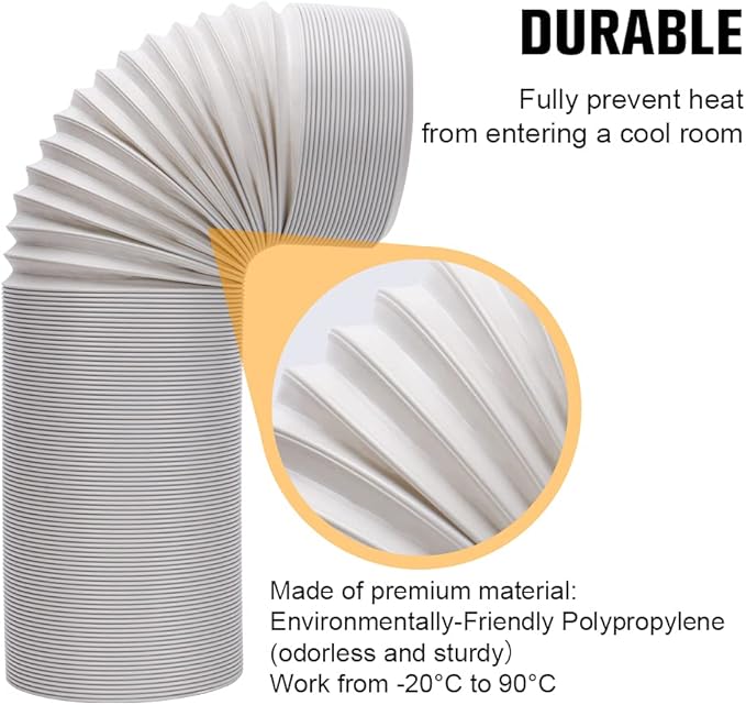 Portable Air Conditioner Exhaust Hose. AC Vent Hose with 5.9"/15CM Diameter, Anti-Clockwise Thread & Length up to 59"