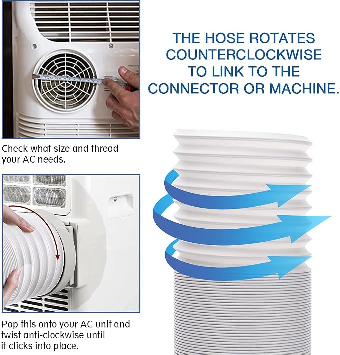 Portable Air Conditioner Exhaust Hose. AC Vent Hose with 5.9"/15CM Diameter, Anti-Clockwise Thread & Length up to 59"
