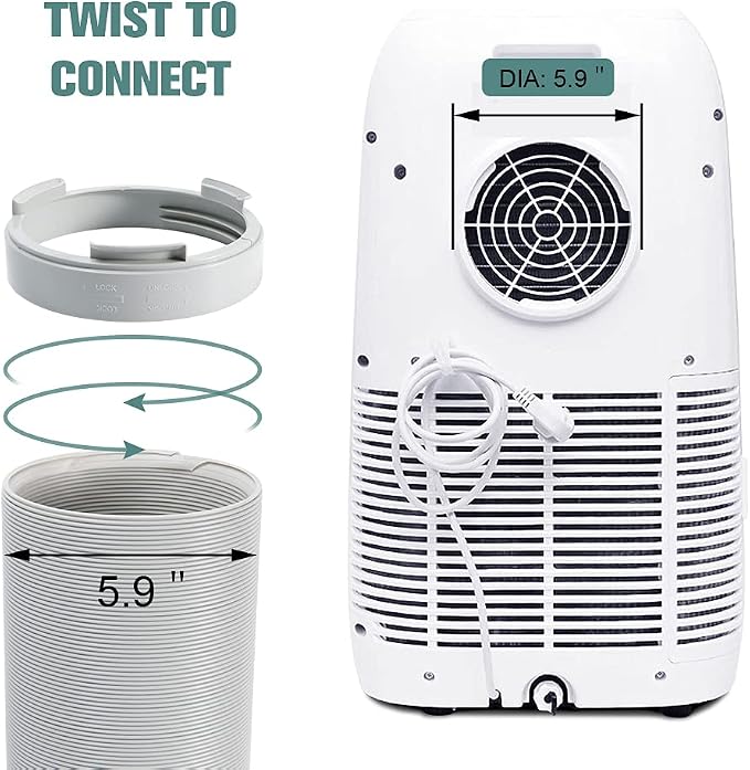 Portable Air Conditioner Exhaust Hose Adapter, 5.9 inch A/C Unit Tube Connector Exhaust Hose Duct Interface Adapter Round