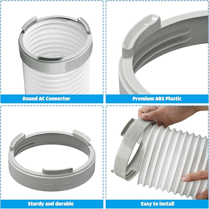 Portable Air Conditioner Exhaust Hose Coupler 5.9 Inch AC Exhaust Hose Window Adapter Round Connector AC Unit Tube Connector