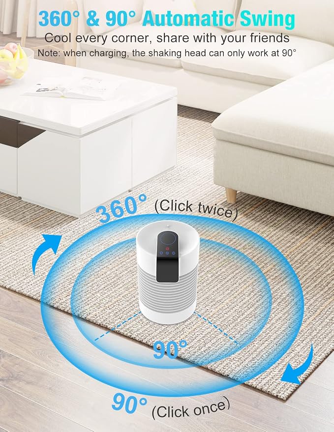 Portable Air Conditioner Fan, Portable AC & Humidifier with 3-Speed, AC Unit 360° Auto Oscillation Mini Air Conditioner