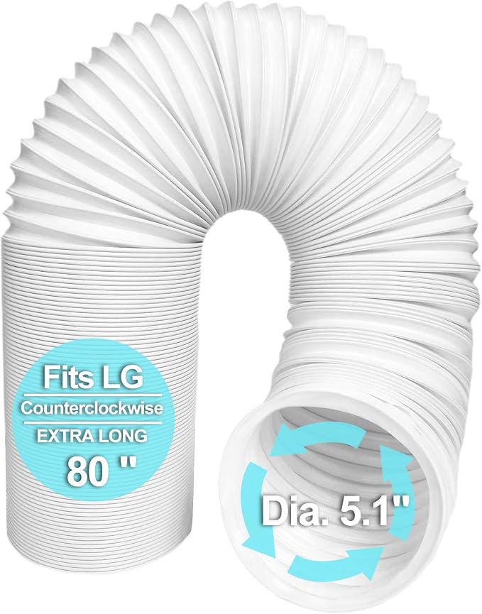 Portable Air Conditioner Hose 5.1 Inch Diameter,Portable AC Hose Exhaust Vent With Anti-Clockwise Thread Length up to 80