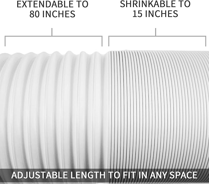 Portable Air Conditioner Hose 5.1 Inch Diameter,Portable AC Hose Exhaust Vent With Anti-Clockwise Thread Length up to 80