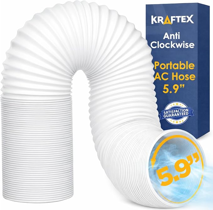 Portable Air Conditioner Hose. AC Exhaust Hose Vent with 5.9" Diameter, Anti-Clockwise Thread & Length up to 80". Portable AC