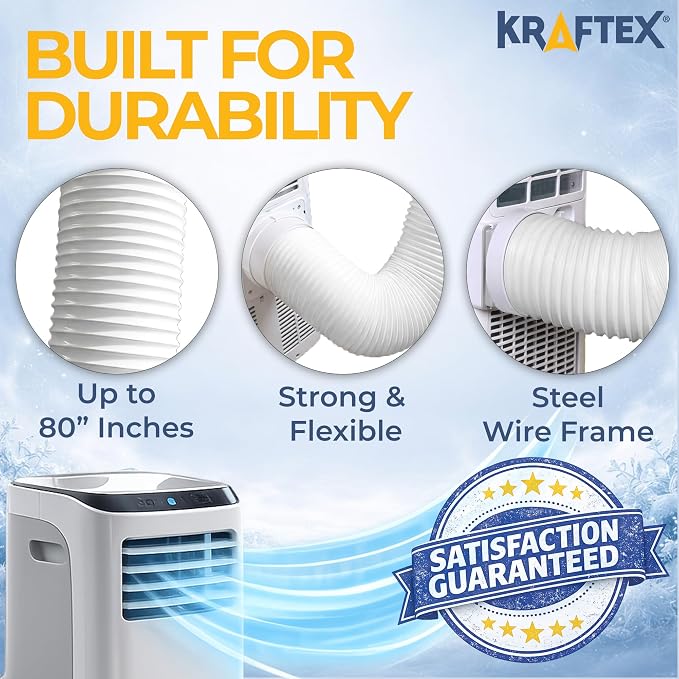 Portable Air Conditioner Hose. AC Exhaust Hose Vent with 5.9" Diameter, Anti-Clockwise Thread & Length up to 80". Portable AC