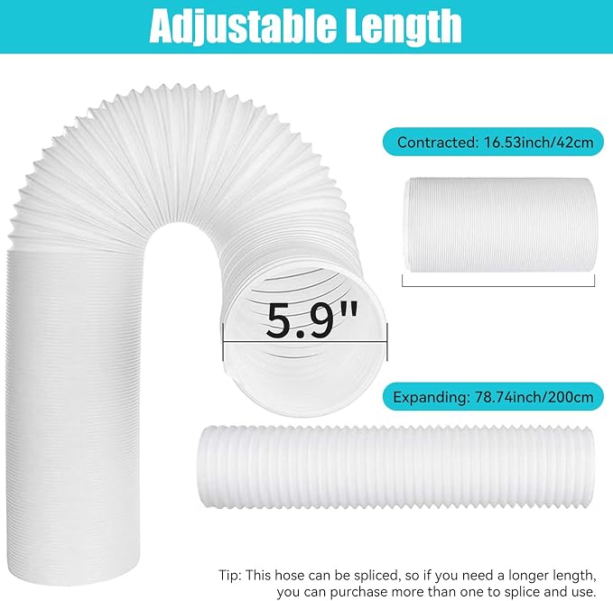 Portable Air Conditioner Hose Exhaust: Universal AC Exhaust Replacement 5.9 Inch (6”) Diameter Length to 6.56ft