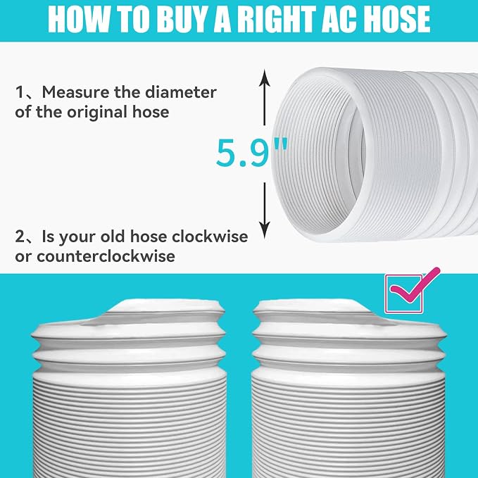 Portable Air Conditioner Hose Exhaust: Universal AC Exhaust Replacement 5.9 Inch (6”) Diameter Length to 6.56ft