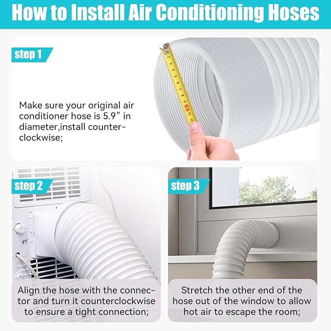 Portable Air Conditioner Hose Exhaust: Universal AC Exhaust Replacement 5.9 Inch (6”) Diameter Length to 6.56ft
