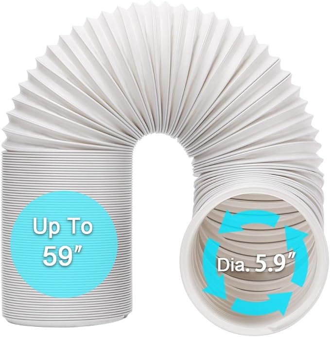 Portable Air Conditioner Hose, Portable Exhaust Vent Hose with 5.9 Inch Diameter, Universal Replacement AC Vent Hose Length