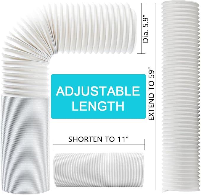 Portable Air Conditioner Hose, Portable Exhaust Vent Hose with 5.9 Inch Diameter, Universal Replacement AC Vent Hose Length