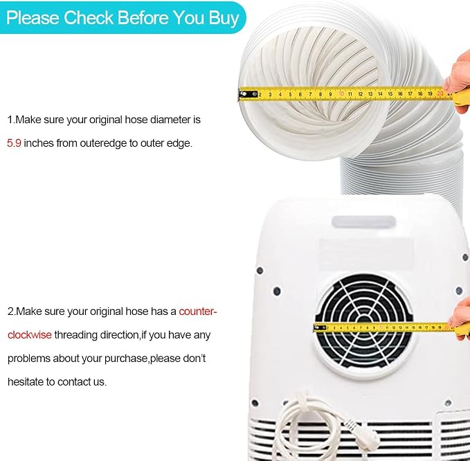 Portable Air Conditioner Hose, Portable Exhaust Vent Hose with 5.1 Inch Diameter, Universal Replacement AC Vent Hose Length