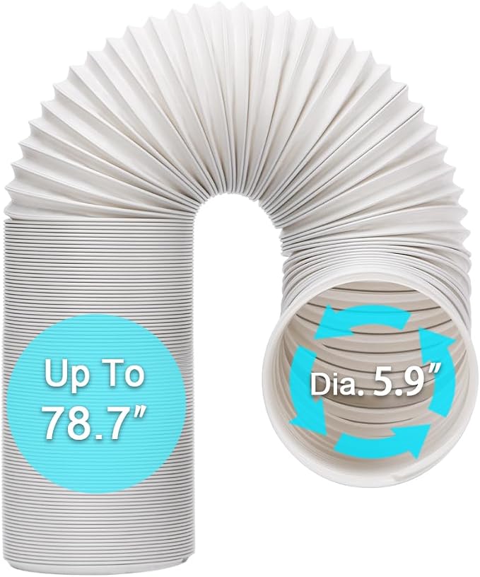 Portable Air Conditioner Hose, Portable Exhaust Vent Hose with 5.9 Inch Diameter, Universal Replacement AC Vent Hose Length