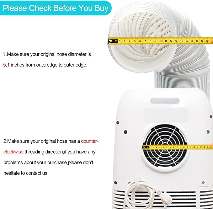 Portable Air Conditioner Hose, Portable Exhaust Vent Hose with 5.9 Inch Diameter, Universal Replacement AC Vent Hose Length