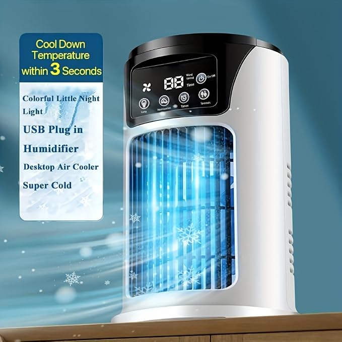 Portable Air Conditioner Humidifier Atmosphere Light Fan USB Cooler Air Conditioner, 3 In 1 Function, alternate product view