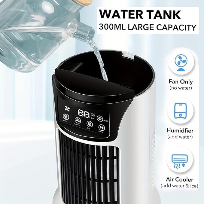 Portable Air Conditioner Humidifier Atmosphere Light Fan USB Cooler Air Conditioner, 3 In 1 Function, alternate product view