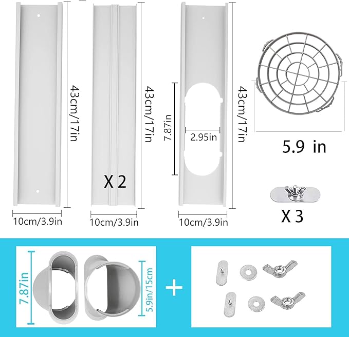Portable Air Conditioner Kit with Hose, Adjustable Window Seal with 5.9 Inch Diameter 59" Length Hose for Vertical/Horizontal