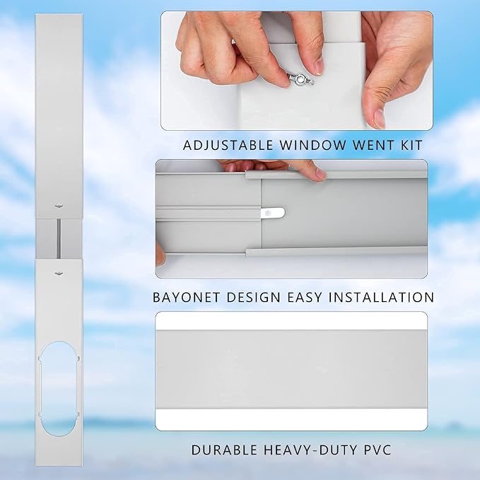 Portable Air Conditioner Kit with Hose, Adjustable Window Seal with 5.9 Inch Diameter 59" Length Hose for Vertical/Horizontal