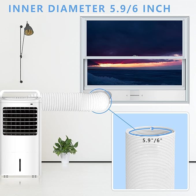 Portable Air Conditioner Kit with Hose, Adjustable Window Seal with 5.9 Inch Diameter 59" Length Hose for Vertical/Horizontal