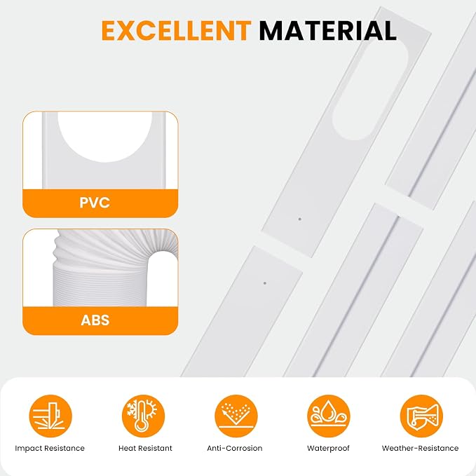 Portable Air Conditioner Kit with Hose and Panels, Adjustable Window Seal Kit with 5.9 Inch Diameter 59" Length Hose for