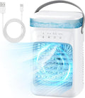 Portable Air Conditioner, Personal Evaporative Cooler with 3-Speed Cooling Fan, 1L Water Tank, 2-Mist Humidifier, 7-Color LED