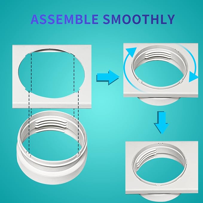Portable Air Conditioner Sliding Door AC Vent Kit, Universal Adjustable PVC Balcony Seal Kit Plates Up to 90 Inches, for 5.1"