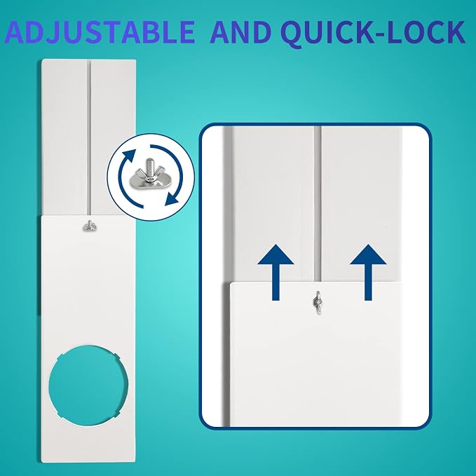 Portable Air Conditioner Sliding Door AC Vent Kit, Universal Adjustable PVC Balcony Seal Kit Plates Up to 90 Inches, for 5.1"