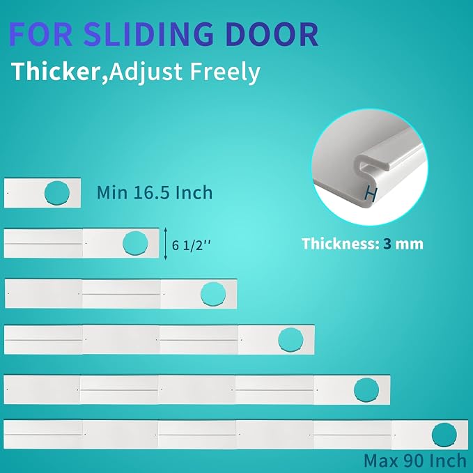Portable Air Conditioner Sliding Door AC Vent Kit, Universal Adjustable PVC Balcony Seal Kit Plates Up to 90 Inches, for 5.1"