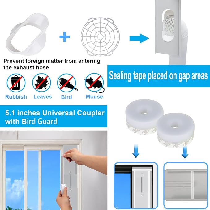 Portable Air Conditioner Sliding Door Vent Kit, 2024 New Upgrade Portable Air Conditioner Window Kit for Sliding Door, Max