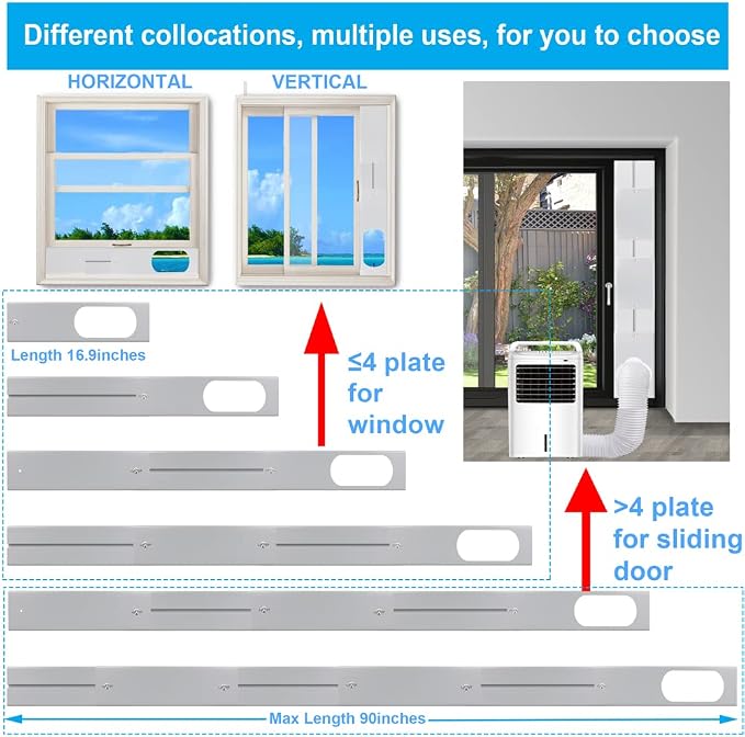 Portable Air Conditioner Sliding Door Vent Kit, 2024 New Upgrade Portable Air Conditioner Window Kit for Sliding Door, Max
