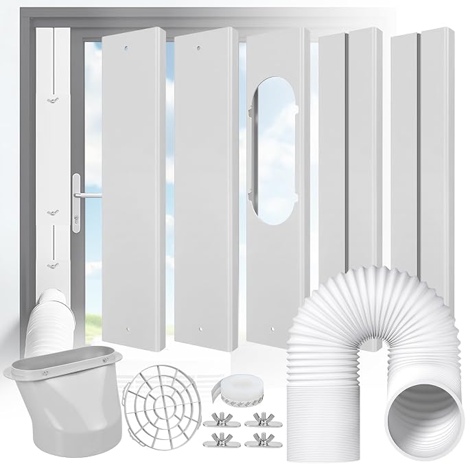 Portable Air Conditioner Window Kit - Adjustable Universal Window Seal AC Vent Kit with 5.9” Exhaust Hose for Sliding