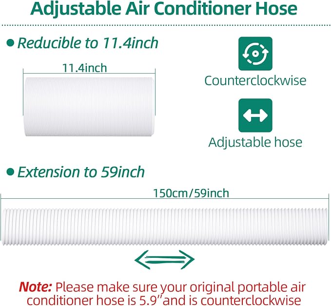 Portable Air Conditioner Window Kit - Adjustable Universal Window Seal AC Vent Kit with 5.9” Exhaust Hose for Sliding