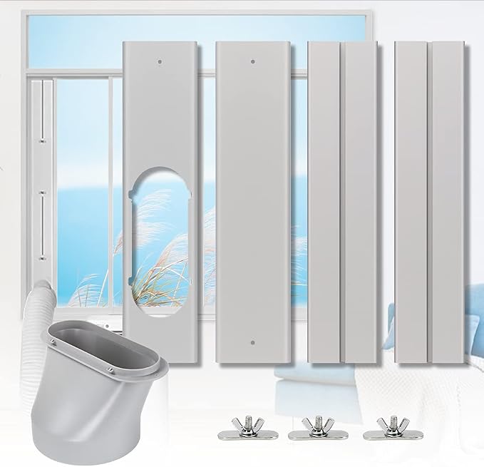 Portable Air conditioner Window Kit, Adjustable Vertical/Horizontal Sliding Window Kit Plate for Unit, AC Window Vent Seal