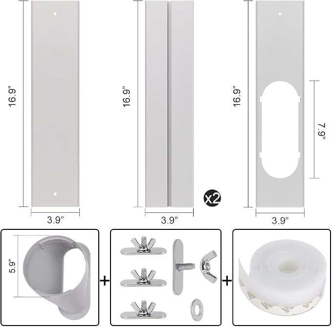 Portable Air conditioner Window Kit, Adjustable Vertical/Horizontal Sliding Window Kit Plate for Unit, AC Window Vent Seal