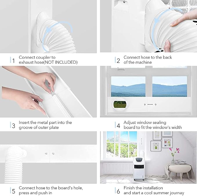 Portable Air conditioner Window Kit, Adjustable Vertical/Horizontal Sliding Window Kit Plate for Unit, AC Window Vent Seal