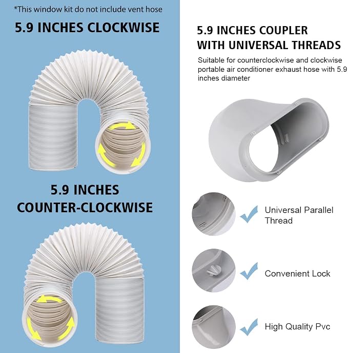 Portable Air conditioner Window Kit, Adjustable Vertical/Horizontal Sliding Window Kit Plate for Unit, AC Window Vent Seal