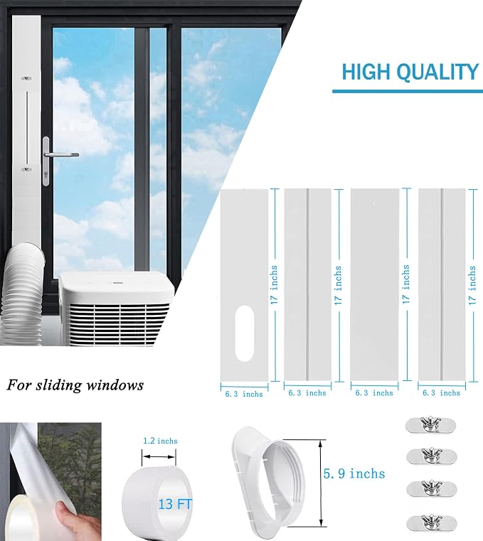 Portable Air Conditioner Window Kit Adjustable Window Seal for Portable AC Unit,Sliding A/C Vent Kit for Exhaust Hose with
